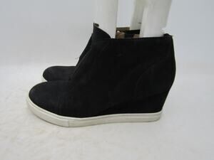 L. Paolo Womens Sz 8 M Black Leather Wedge Zip Ankle Fashion Boots